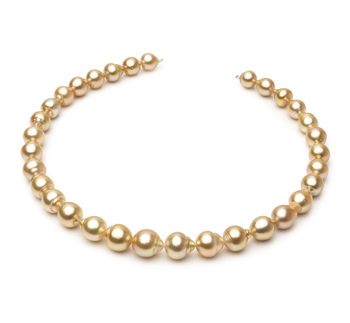 9-10mm Natural South Sea Golden Pearl Necklace – 14-36 Inches Adjustable With 14k Gold Clasp