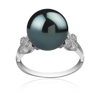 Tahitian Genuine Black Pearl Ring Huge11mm Silver Size Can Resized AAA