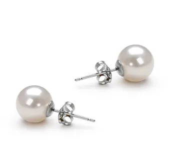 Handmade Freshwater Pearl Dangle Earrings - Natural White 7-8mm Rice Shape, Nickel-Free